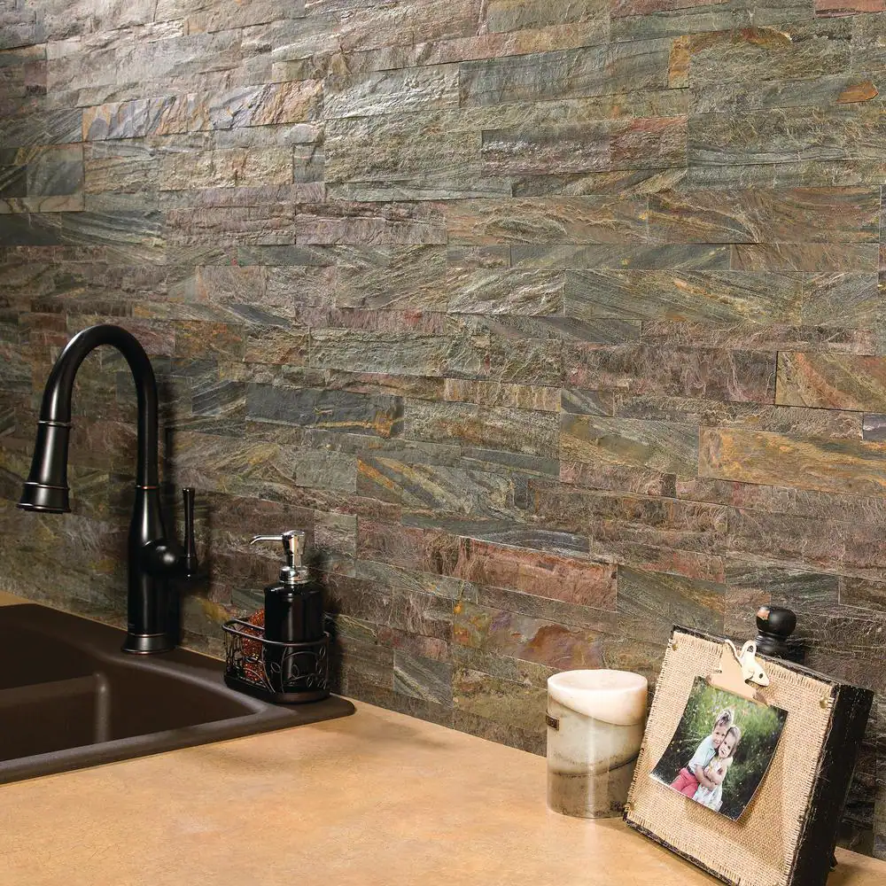 Aspect 23.6 in. x 5.9 in. Weathered Quartz Peel and Stick Stone Decorative Tile Backsplash