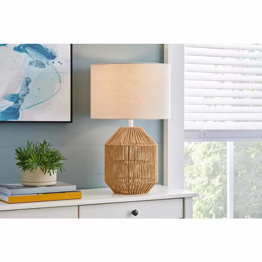 Hampton Bay Quinton 24.5 in. Rattan Accent Lamp