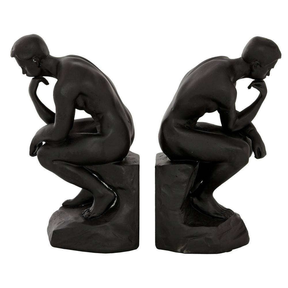 Novogratz Black Polystone The Thinker People Bookends (Set of 2)