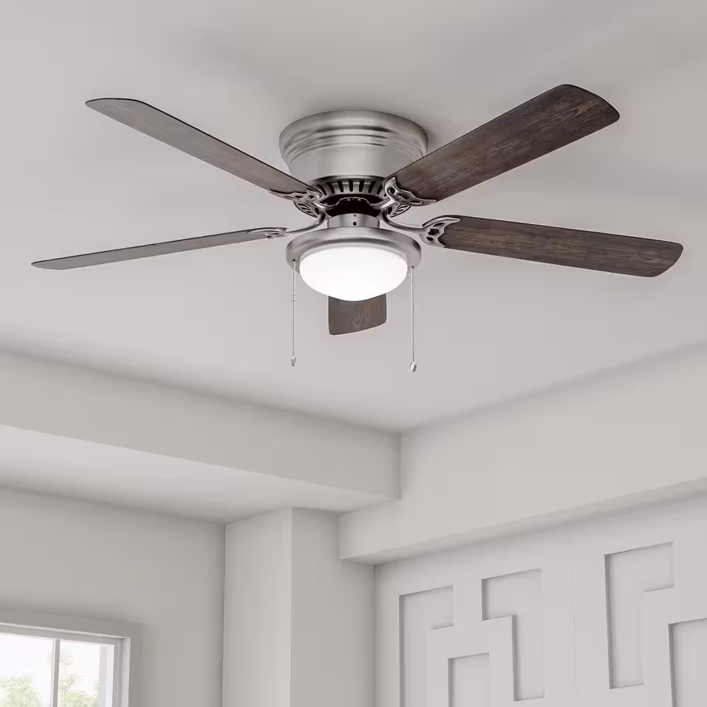 None Hugger 56 in. LED Brushed Nickel Ceiling Fan