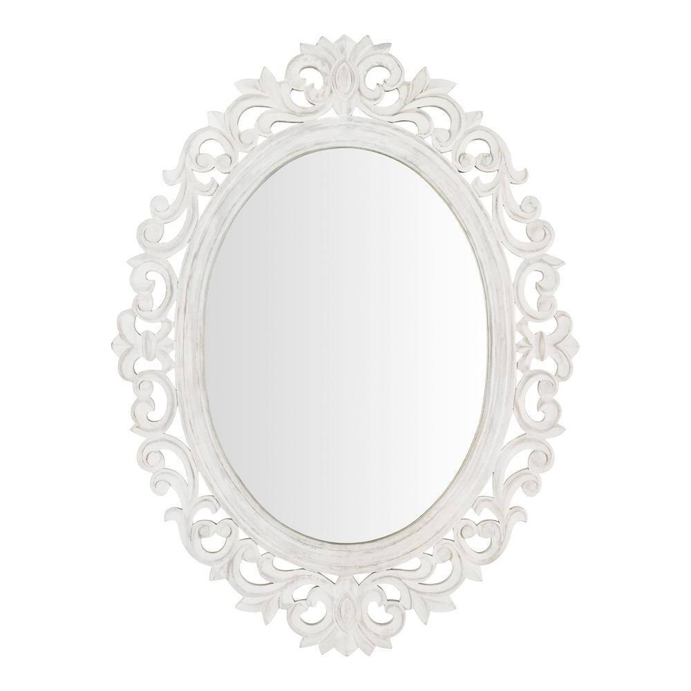 Home Decorators Collection Medium Classic Oval White Wood Framed Mirror (24 in. W x 32 in. H)