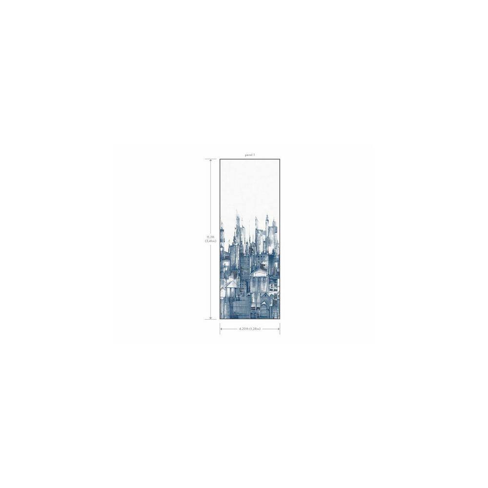 York Wallcoverings Blue Cityscape Mural