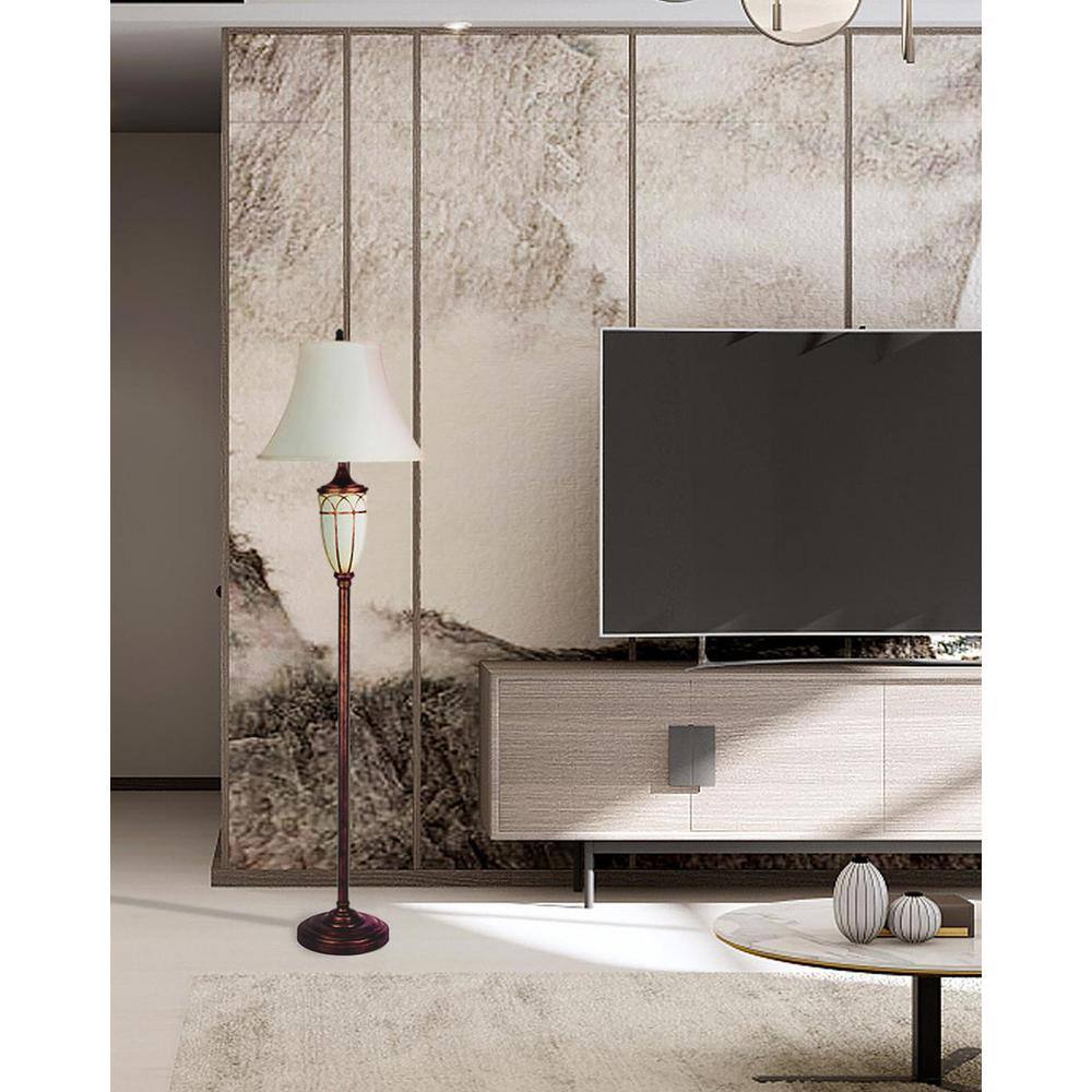 ORE International 64 in. Antique Brass Floor Lamp With Night Light