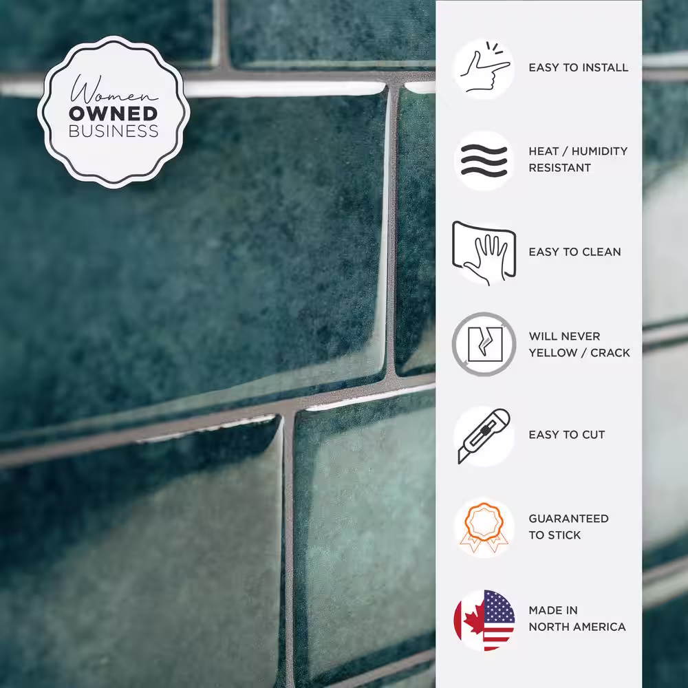 smart tiles Metro Medina Green 11.56 in. x 8.38 in. Vinyl Peel and Stick Tile (2.21 sq. ft./ 4-pack)