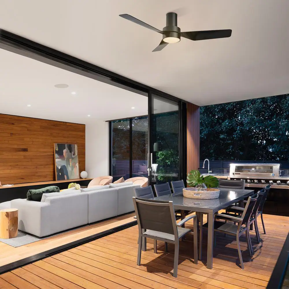 CARRO Barnet 44 in. Integrated LED Indoor Black Smart Ceiling Fan with Light and Remote, Works with Alexa and Google Home