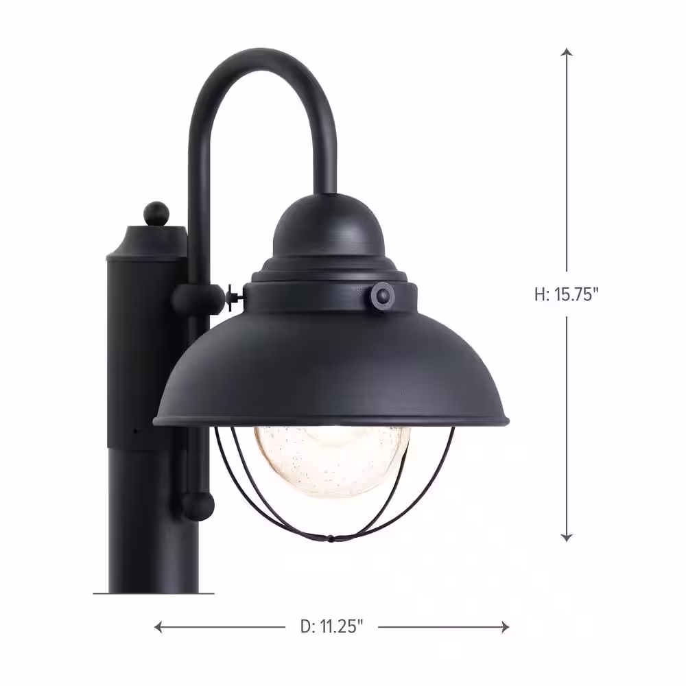 Generation Lighting Sebring 1-Light Outdoor Black Lamp Post Light Top