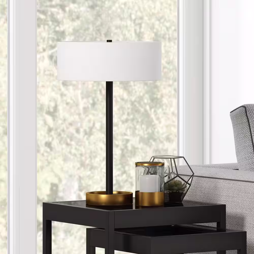 Meyer&Cross Estella 24 in. 2-Tone Matte Black and Brass Table Lamp
