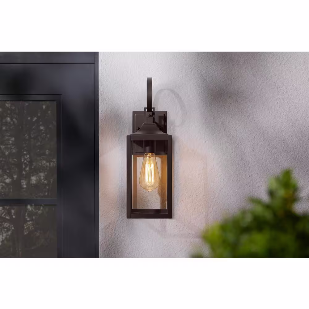 Home Decorators Collection Havenridge 1-Light Espresso Bronze Hardwired Outdoor Wall Lantern Sconce with Clear Glass (1-Pack)