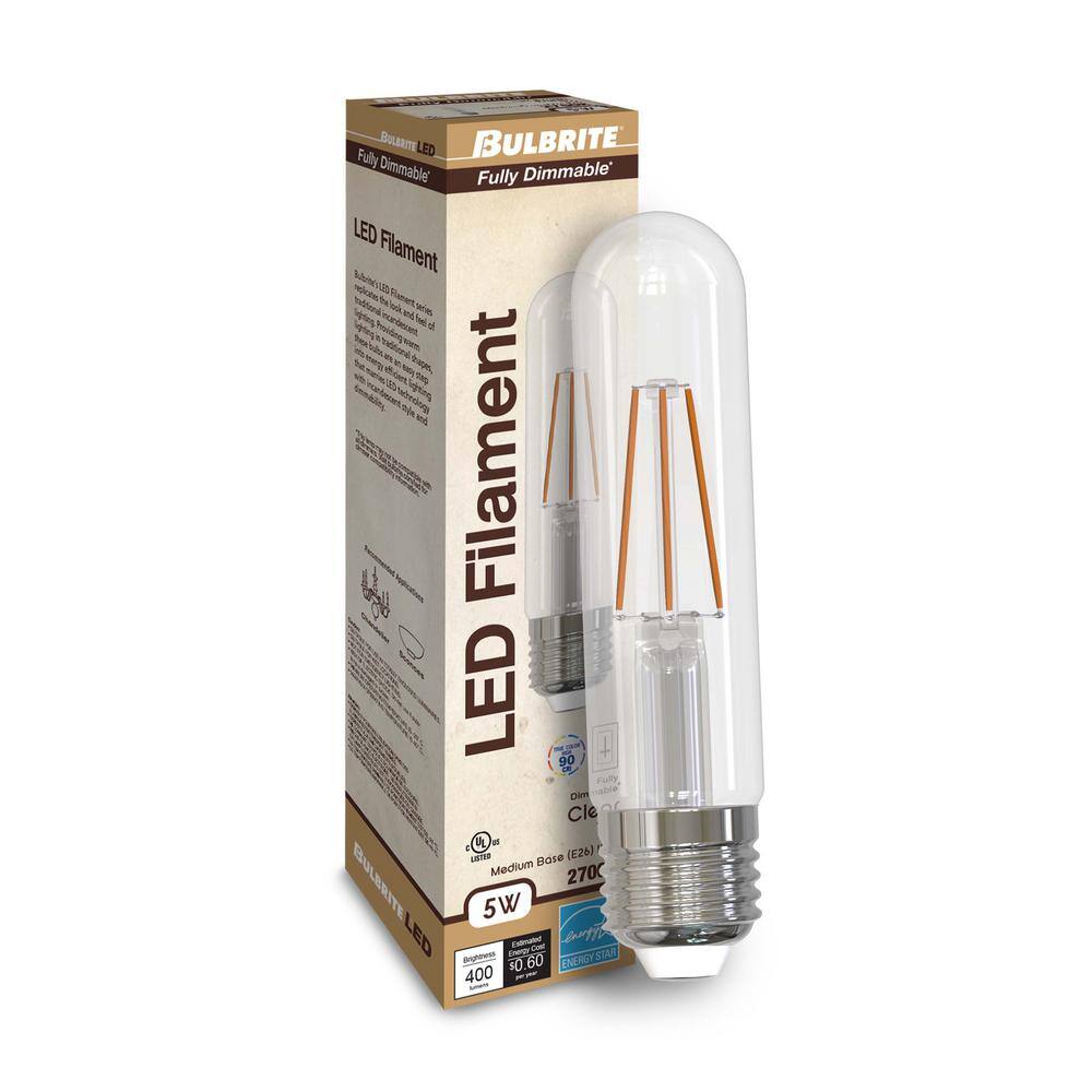 Bulbrite 40-Watt Equivalent T9 Clear Dimmable Edison LED Light Bulb Warm White (2-Pack)