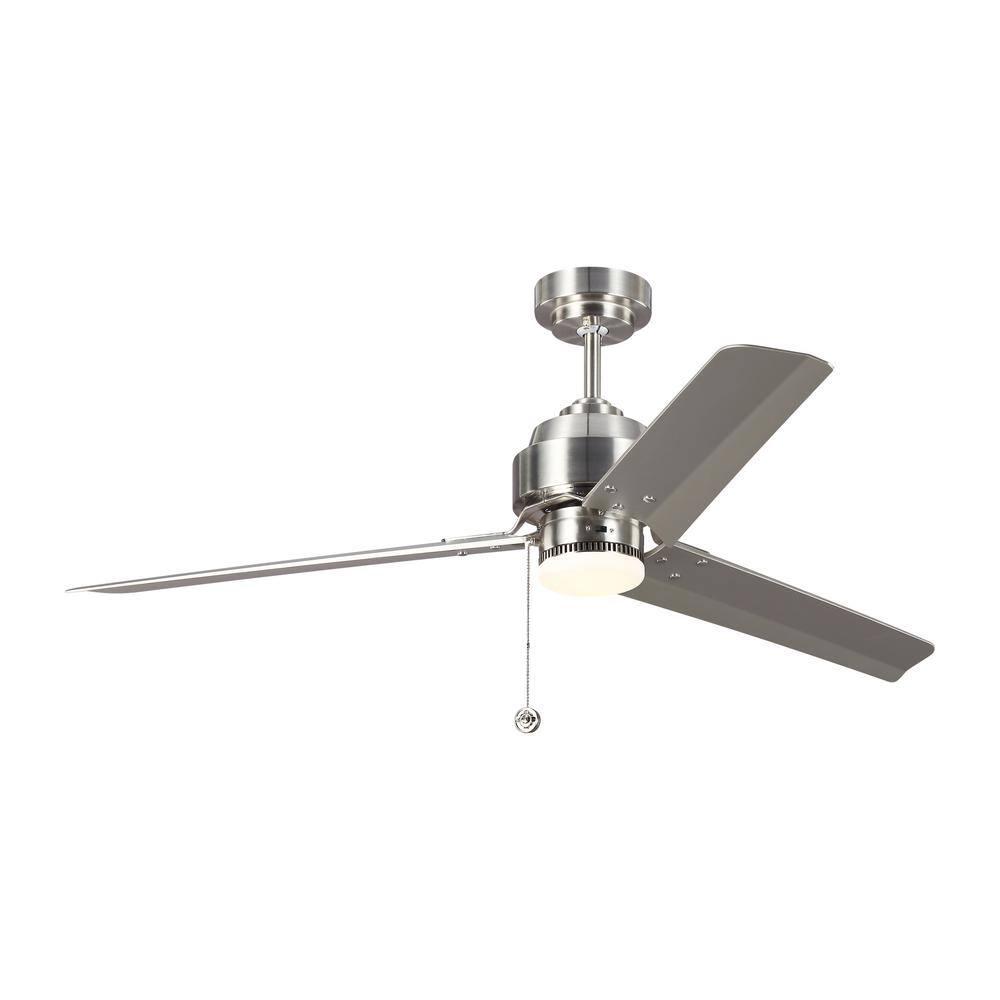 Generation Lighting Arcade 54 in. Indoor Brushed Steel Ceiling Fan with Silver Blades and 3-Speed Pull Chain