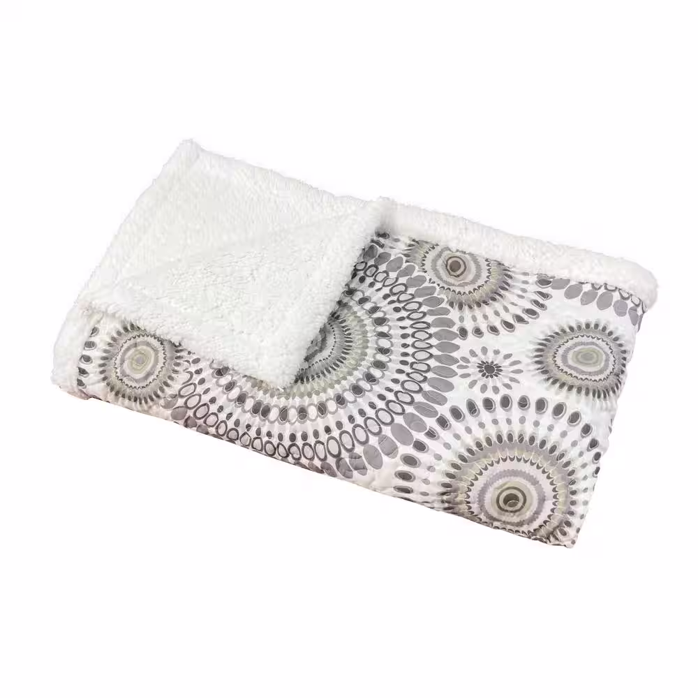 Harper Lane Starburst Grey Sherpa Throw Blanket 50 x 60 inches