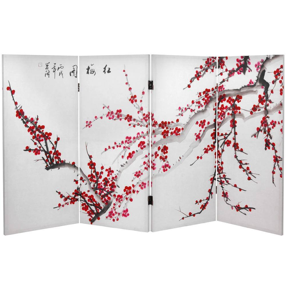 Oriental Furniture 3 ft. Printed 4-Panel Room Divider