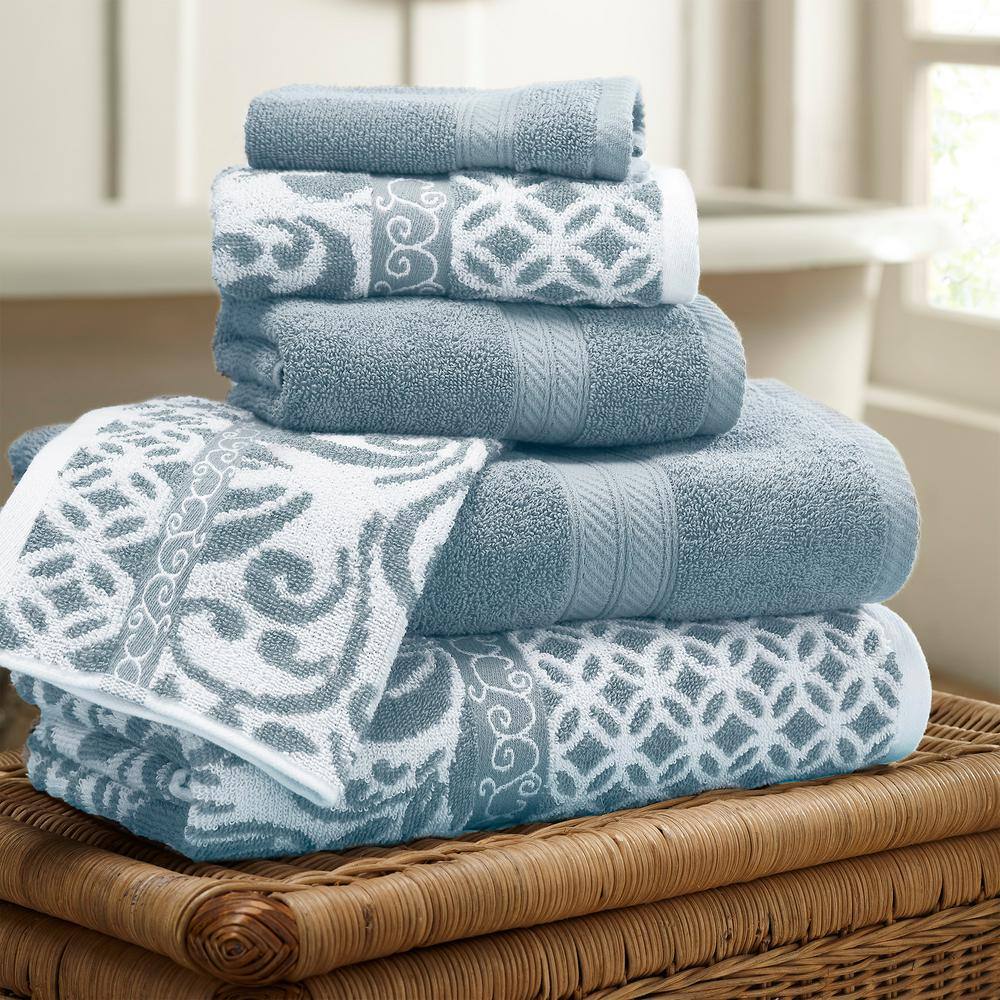 MODERN THREADS Trefoil 6-Piece Geometric Bath Towel Set