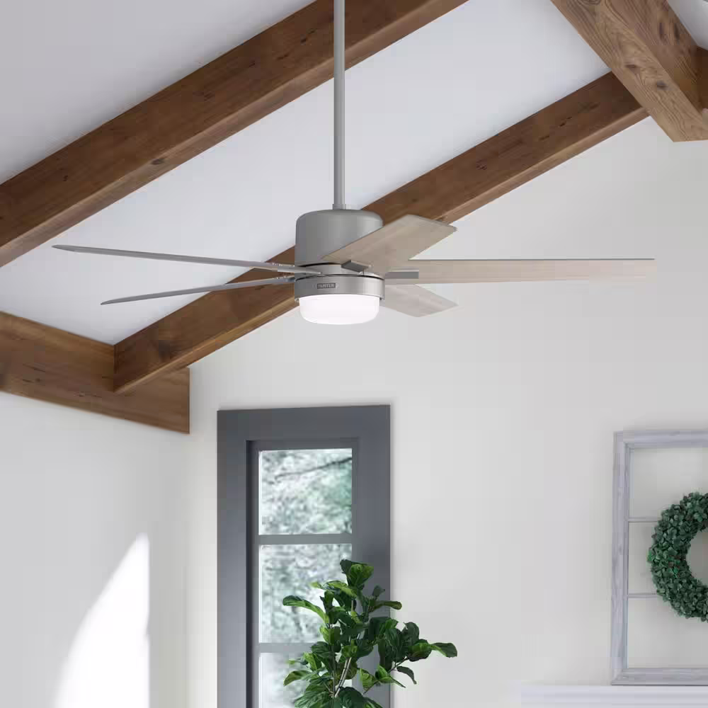 Hunter Codec 60 in. Indoor Matte Silver Smart Ceiling Fan with Remote and Light Kit