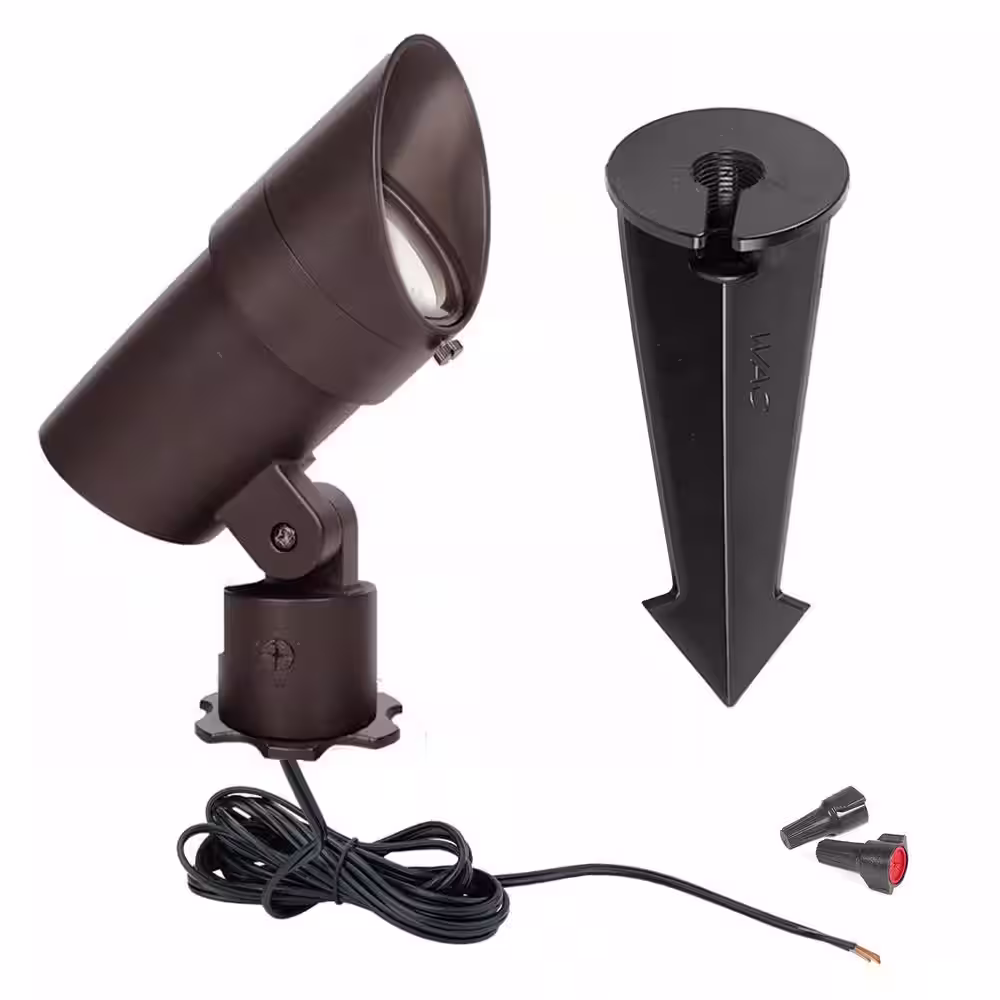 None Grand Accent 2300 Lumens Solid Brass Coated in Bronze Low Voltage LED Outdoor Spotlight with IP66 and 4000K LED