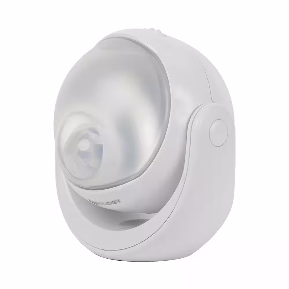 LUMENOLOGY Indoor/Outdoor 148 Lumens Battery-Powered Portable LED Motion Sensing IP43 Flood and Security Light, White