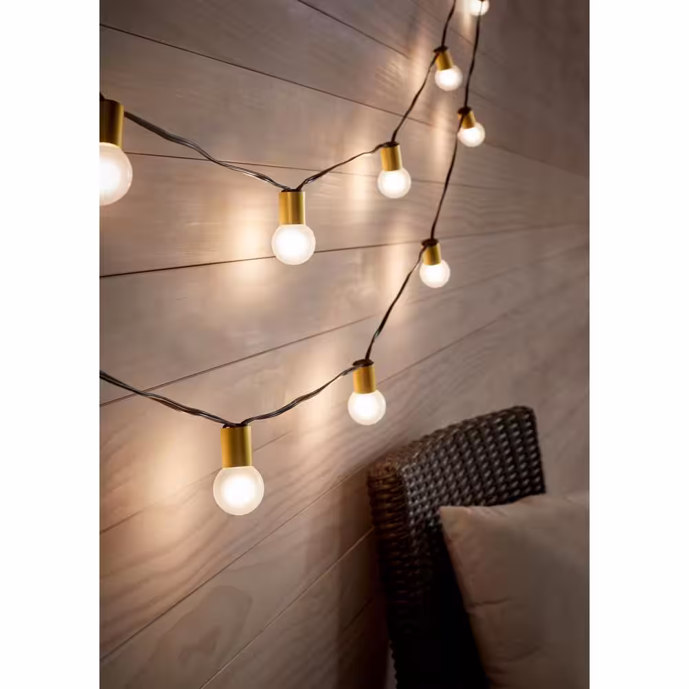 Hampton Bay 12-Light 12 ft. Indoor/Outdoor Gold Socket Plug-In String Light with Incandescent Bulbs Included