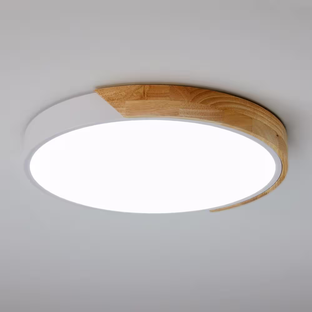 aiwen 15.7 in. 1-Light White Circle LED Flush Mount Light Fixture Modern Simply Ceiling Lamp