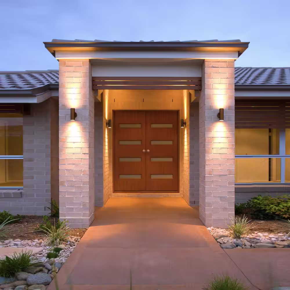 NICOR 75-Watt 2-Light Bronze Outdoor Wall Lantern Sconce Column Light