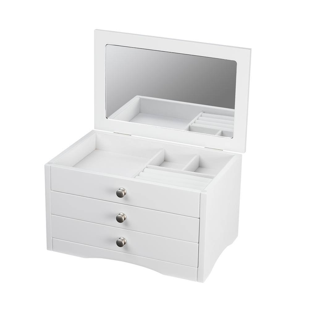 None Classic Lift Top White Jewelry Box