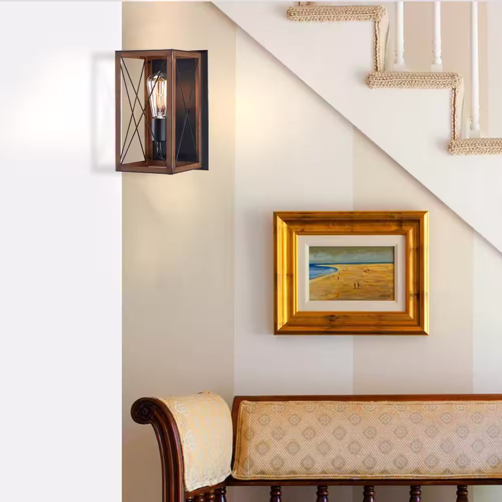 Hukoro Martin 1-Light Barnwood Accents Indoor Wall Sconce Lantern