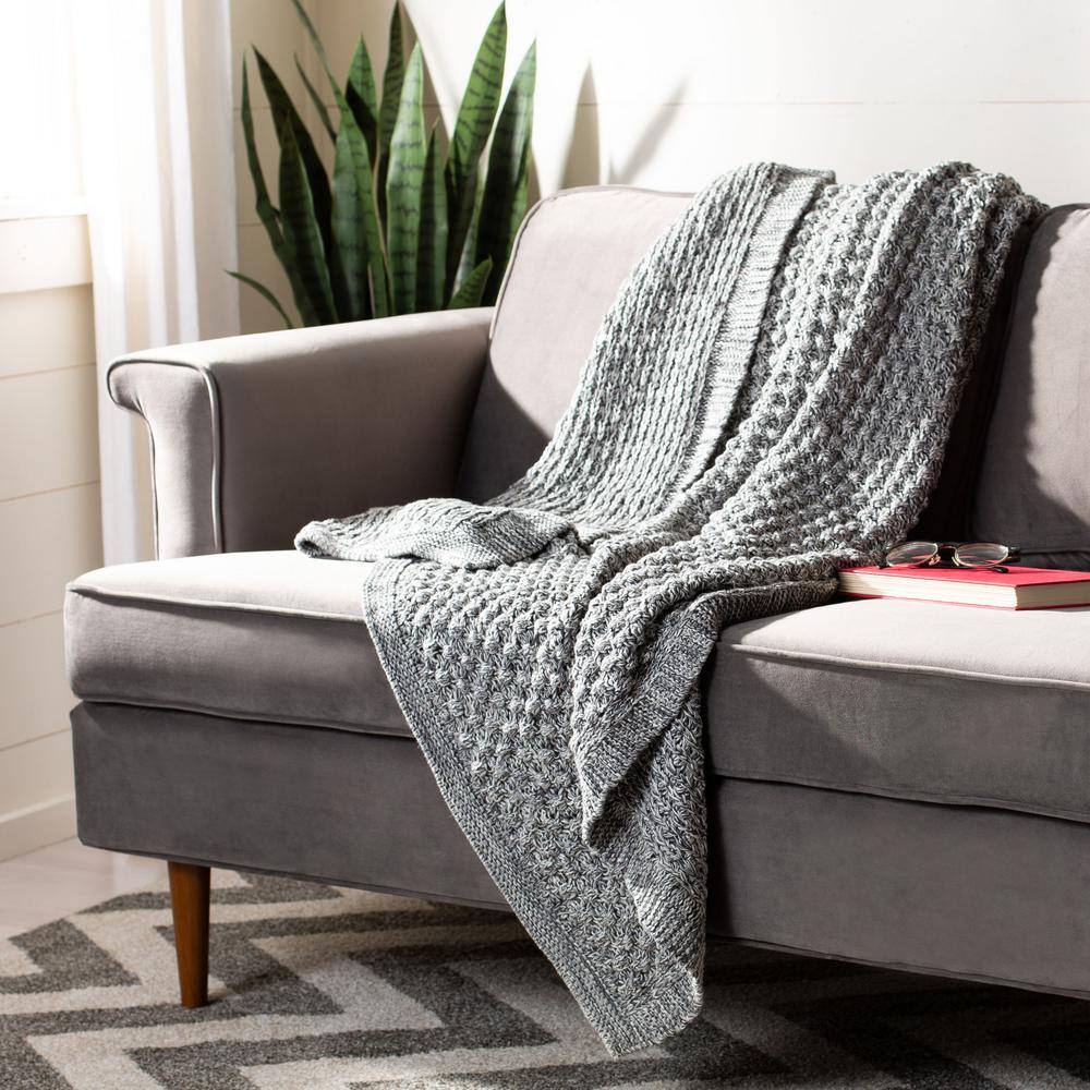 SAFAVIEH Janan 50 in. x 60 in. Gray Knit Throw Blanket