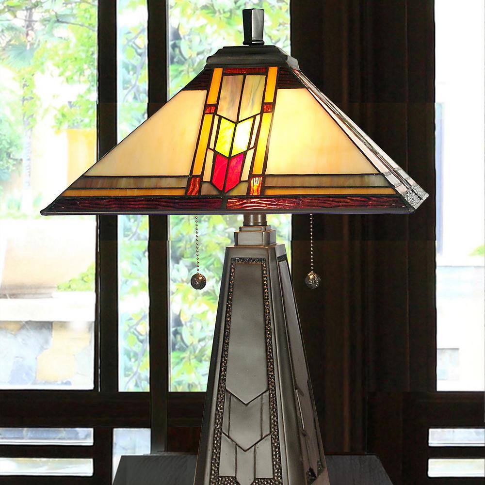 Dale Tiffany 21 in. Coffee Black Table Lamp with Hand Rolled Art Glass and Metal