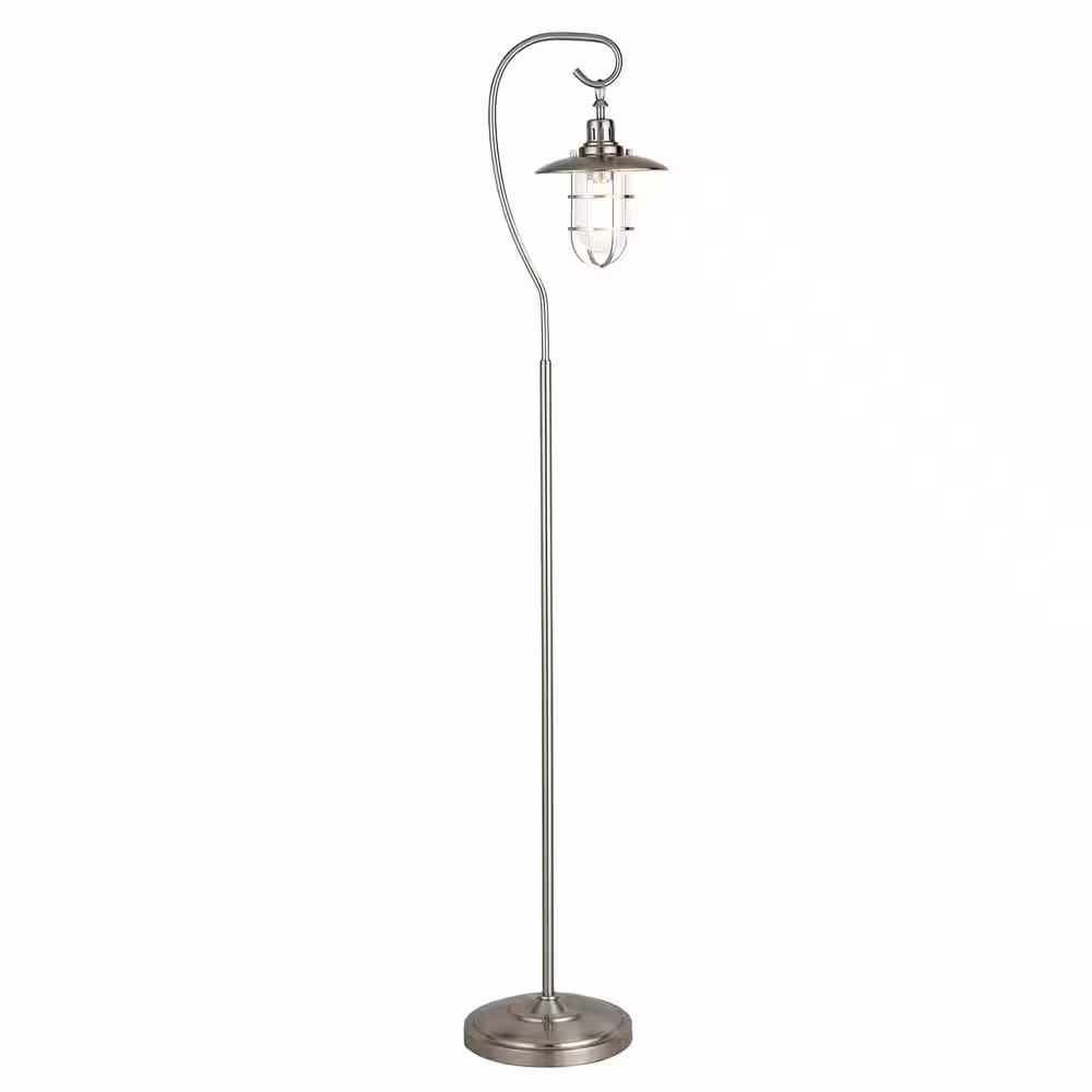 Meyer&Cross Bay 63 .5 in. Brushed Nickel Floor Lamp with Glass Shade