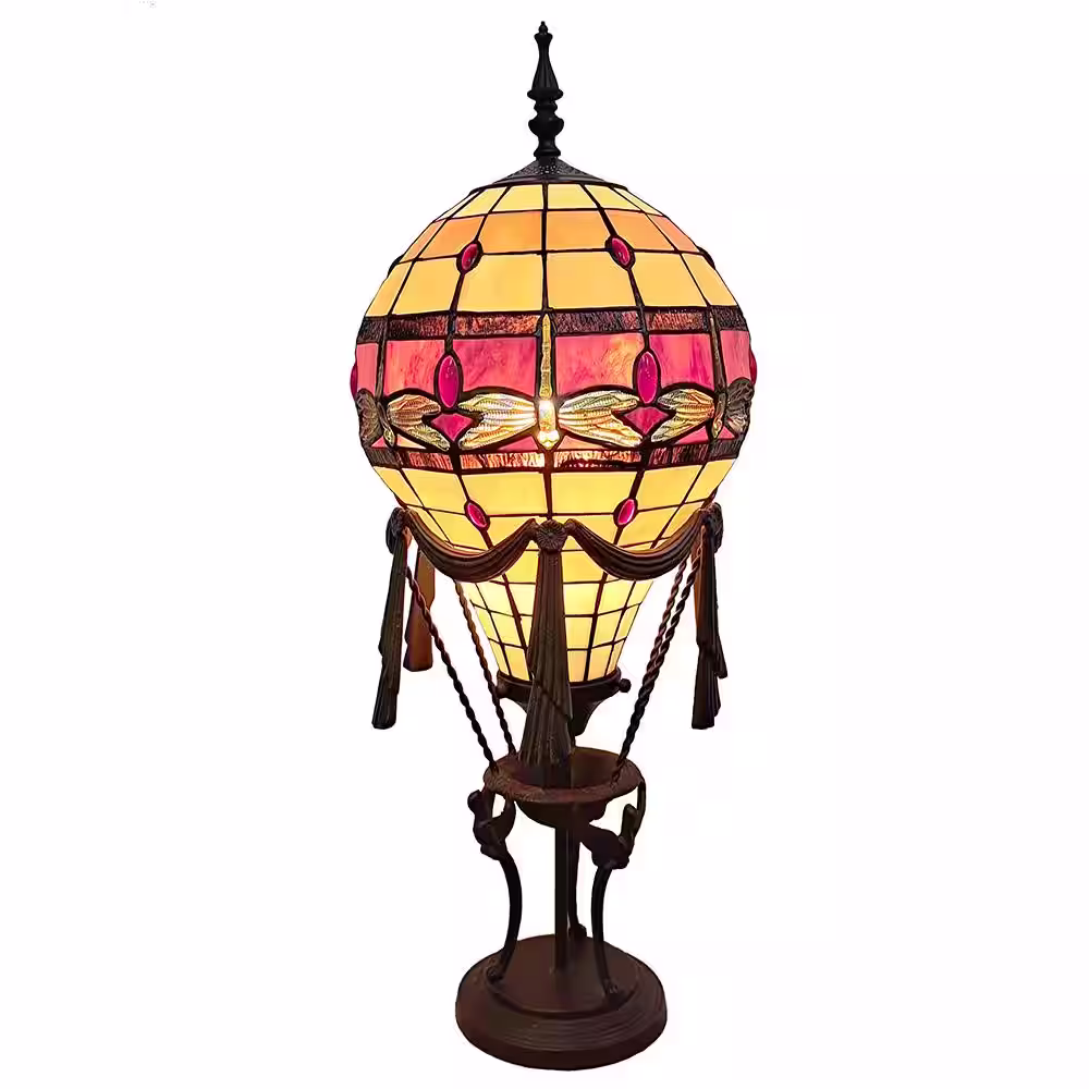 Dale Tiffany Abrazo 28 in. Antique Bronze Table Lamp with Hand Rolled Art Glass (Tiffany) Shade