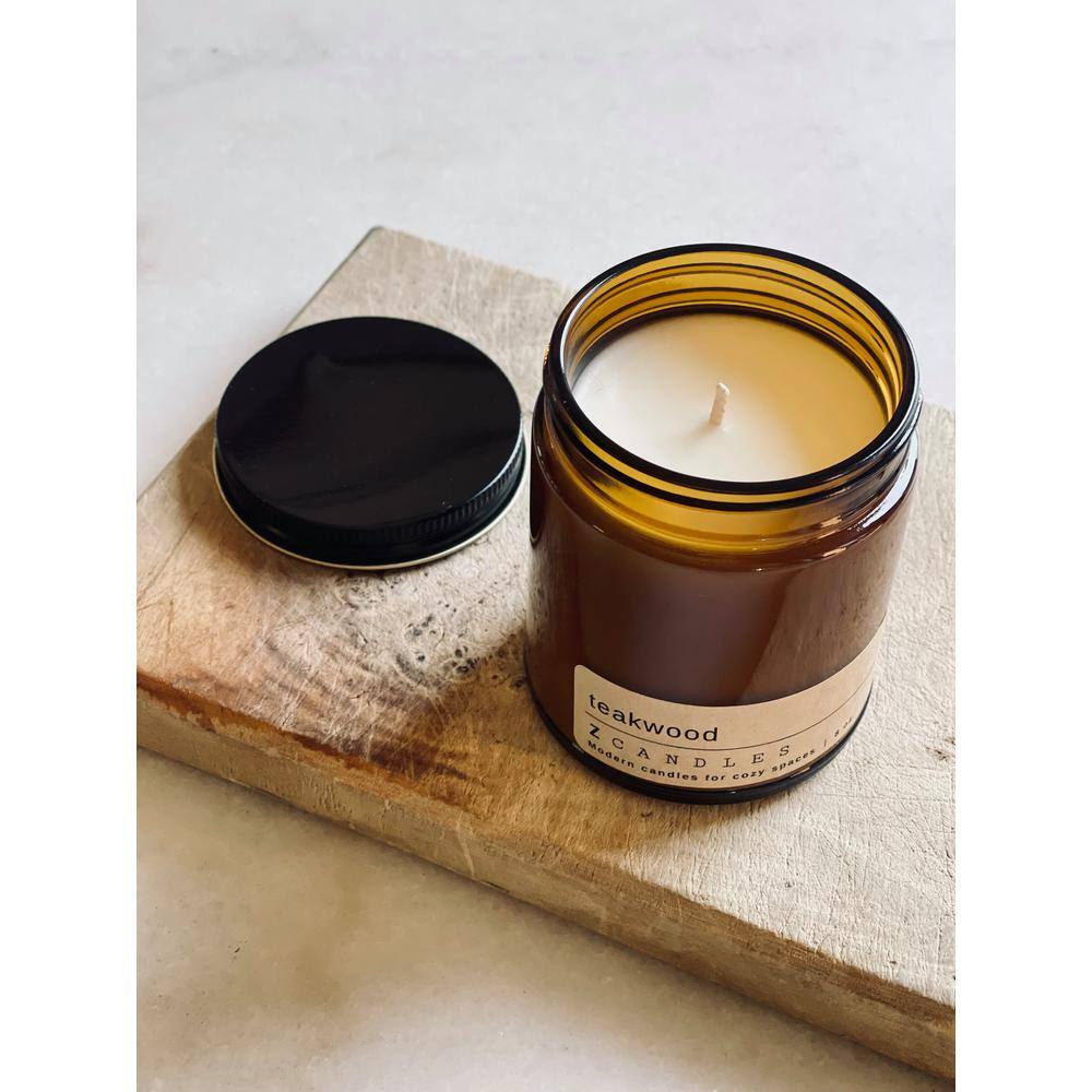 Z CANDLES Teakwood, Amber Jar Candle 8 oz.