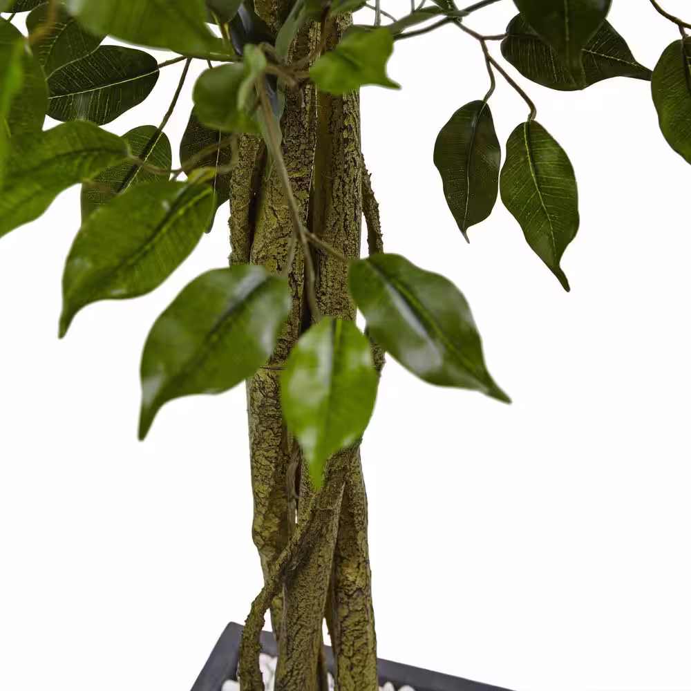 Nearly Natural Indoor/Outdoor Ficus Artificial Tree with Slate Planter, UV Resistant