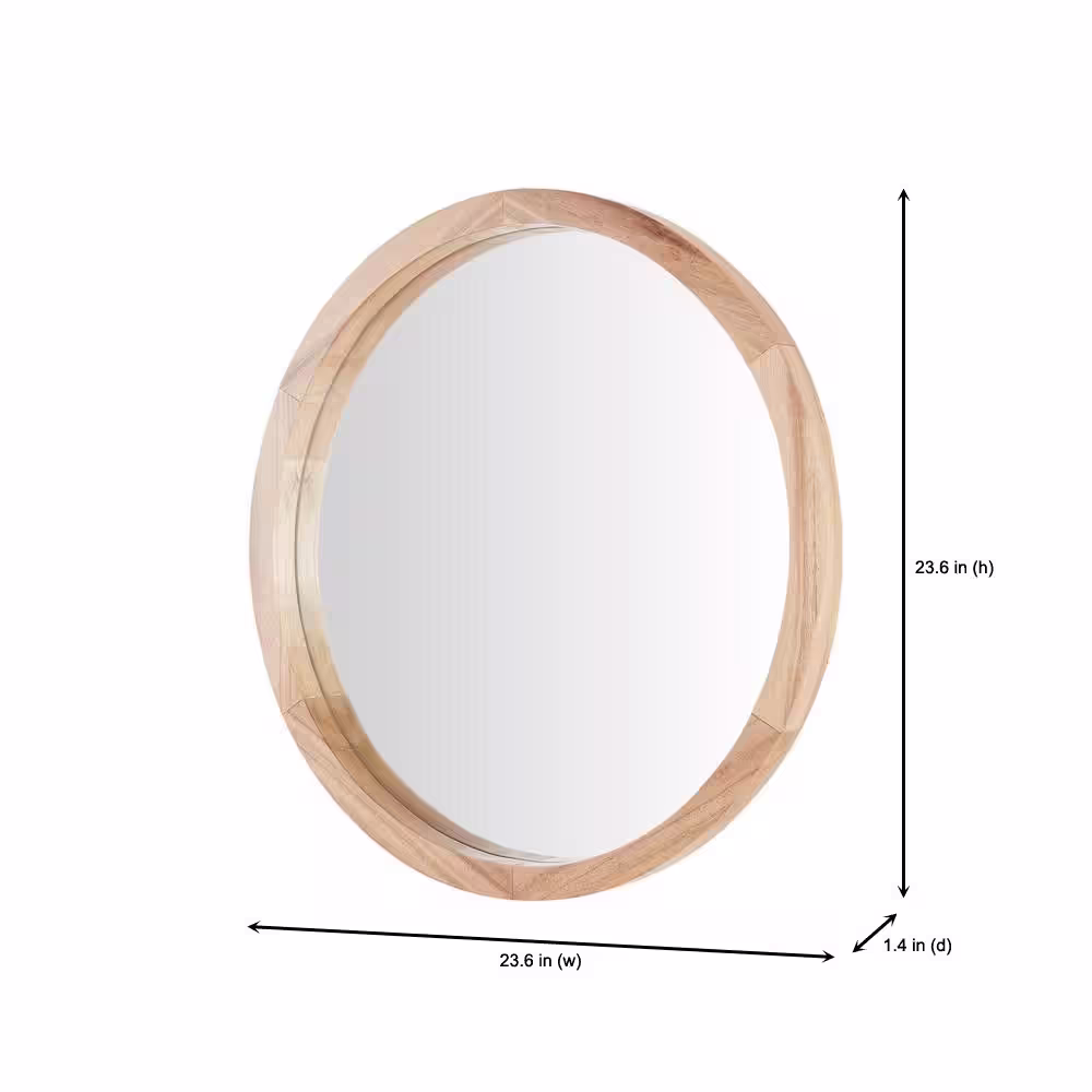 Home Decorators Collection Medium Round Brown Natural Wood Transitional Accent Mirror (24 in. Diameter)