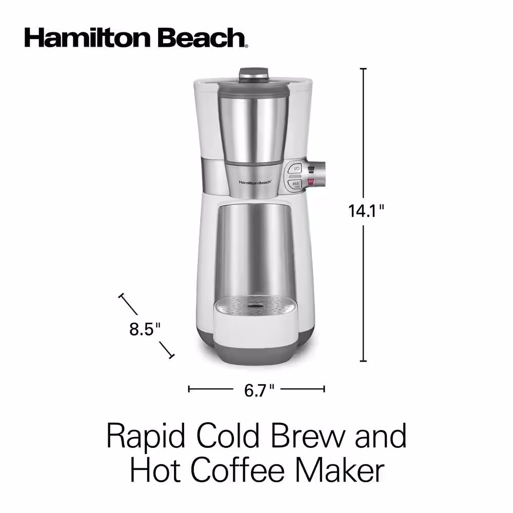 Hamilton Beach Convenient Craft 2-Cup White Drip Coffee Maker with Hot or Cold Brew