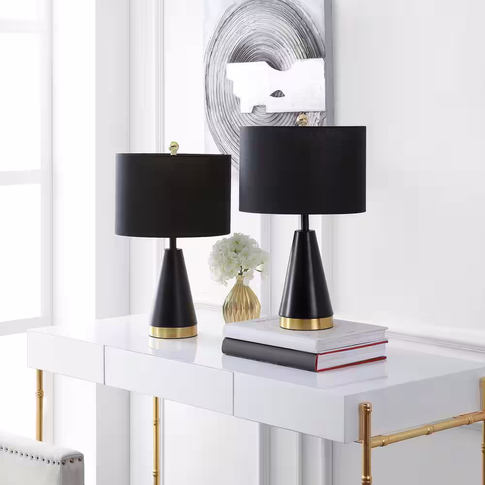SAFAVIEH Penla 20 in. Black/Brass Gold Table Lamp