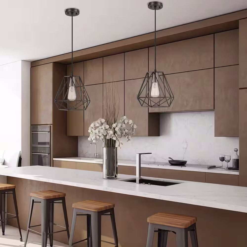 Globe Electric Sansa 1-Light Dark Bronze Plug-In or Hardwire Pendant Lighting