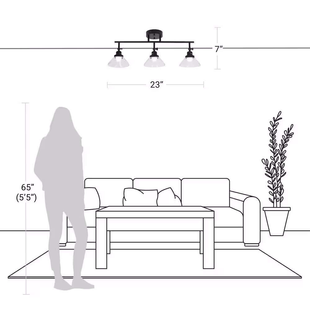 Catalina Lighting 2 ft. 3-Light Matte Black Integrated LED Fixed Track Lighting Kit