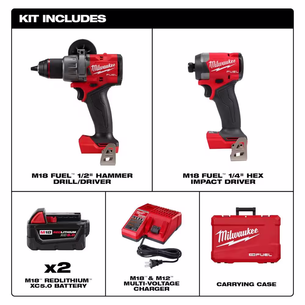Milwaukee MX FUEL ROCKET Tower Light/Charger Kit with M18 FUEL Hammer Drill and Impact Driver Combo Kit (2-Tool)