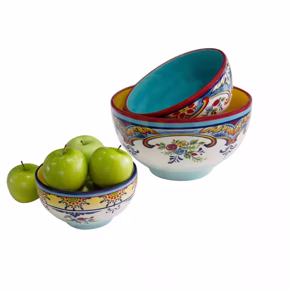 Euro Ceramica Zanzibar 3-Piece Mixing Bowl Set