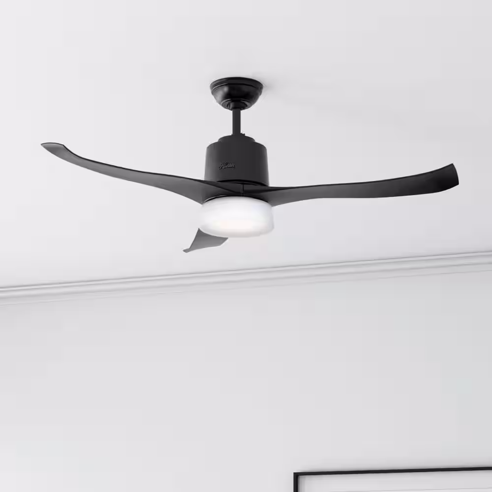 Hunter Symphony Wi-Fi Enabled Apple HomeKit/Google Home/Alexa 54 in. Indoor Matte Black Ceiling Fan with Light Kit and Remote