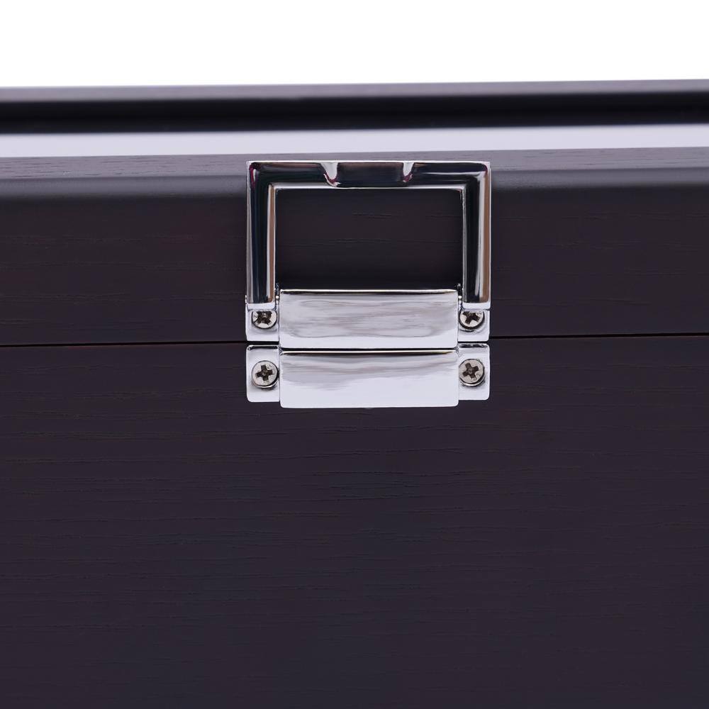 None Solid Espresso 5-Slots Wood Rectangular Watch Box Organizer with Glass Display Top