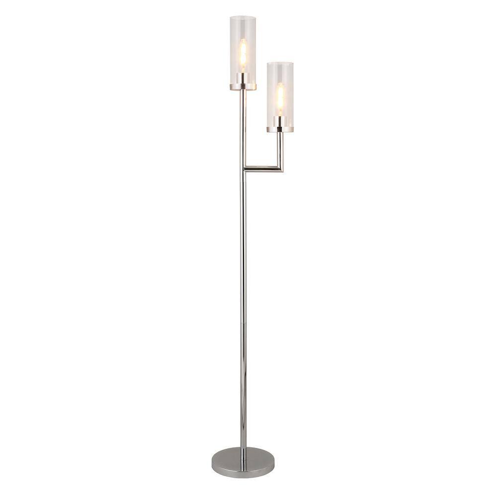 Meyer&Cross Basso 69.5 in. Polished Nickel Finish Floor Lamp with Clear Glass Shades