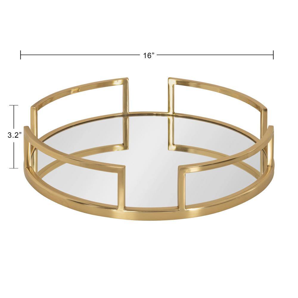Kate and Laurel Gohana 3.20 in. H x 16.00 in. W Gold Decorative Tray