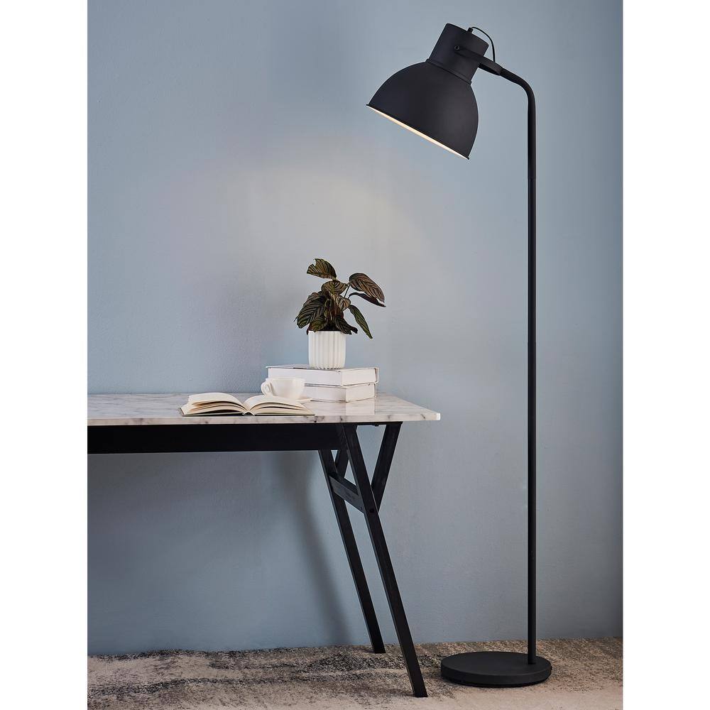 Teamson Home Aaron Floor Lamp with Black Finished Shade, Black Finish