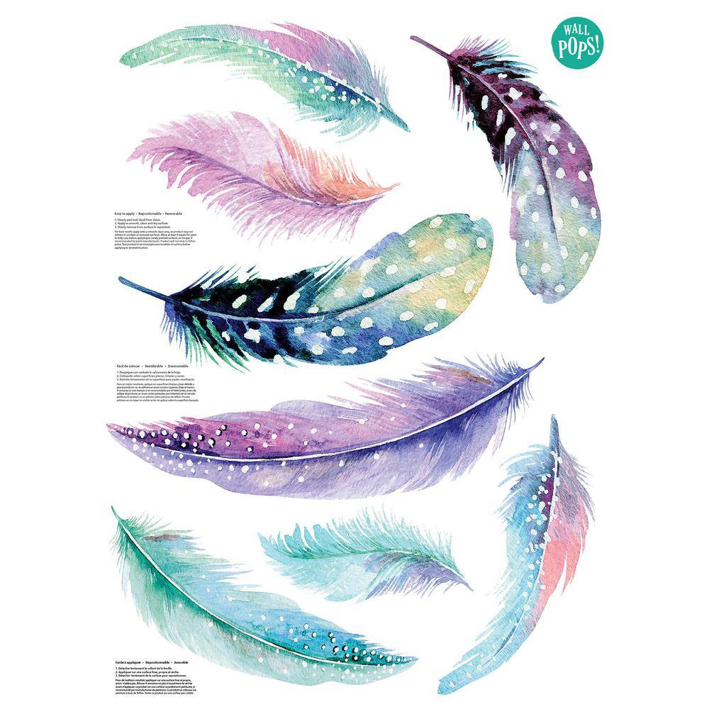 WallPops Multi-Color Celestial Feathers Wall Art Kit