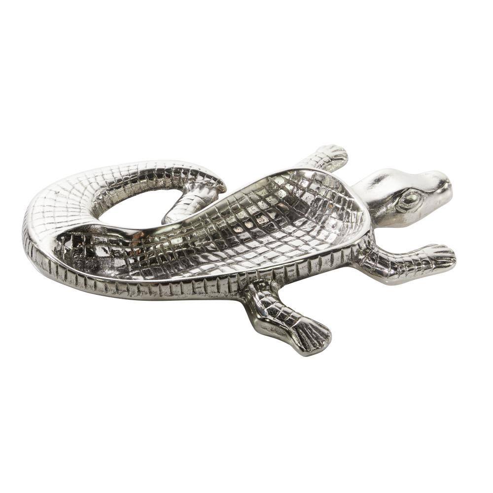 Novogratz Silver Aluminum Crocodile Decorative Tray