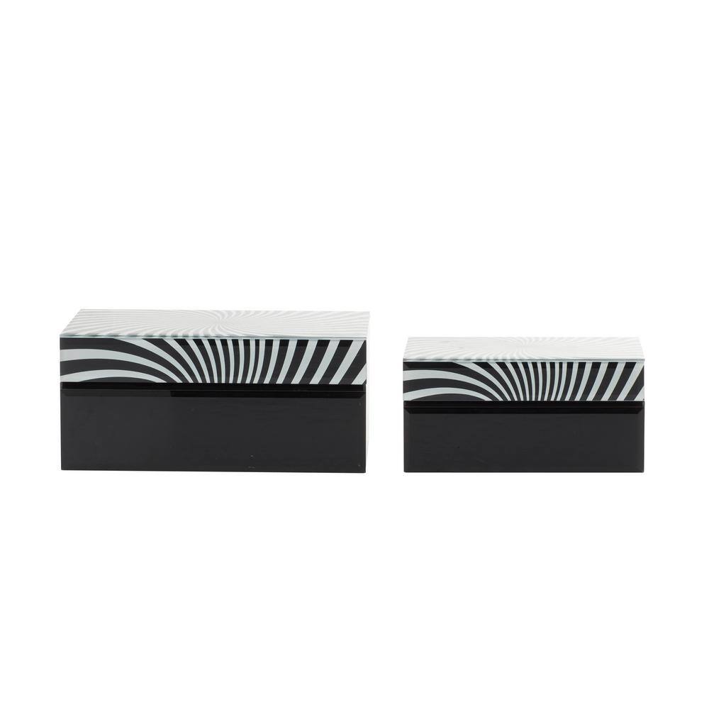 Litton Lane Black Contemporary Wood Box (Set of 2)