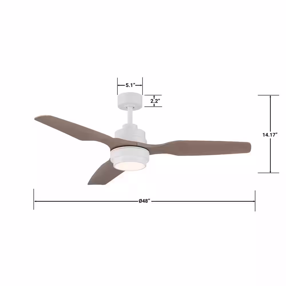 GLUCKSTEINELEMENTS Denver 48 in. Integrated LED Indoor White Ceiling Fan with Remote