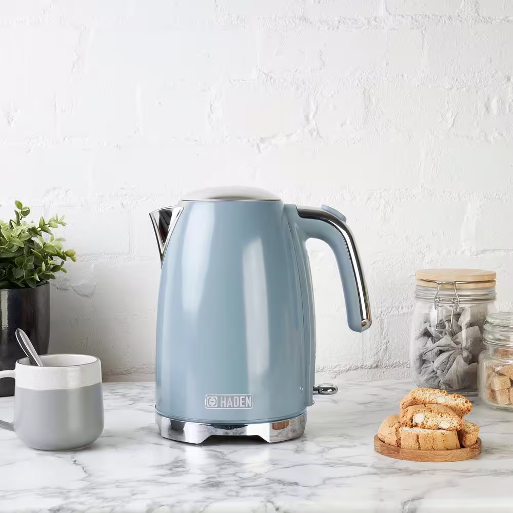 HADEN Brighton 1.7 l 7-Cup Sky Blue Stainless Steel Electric Kettle with Auto Shut-Off and Boil-Dry Protection
