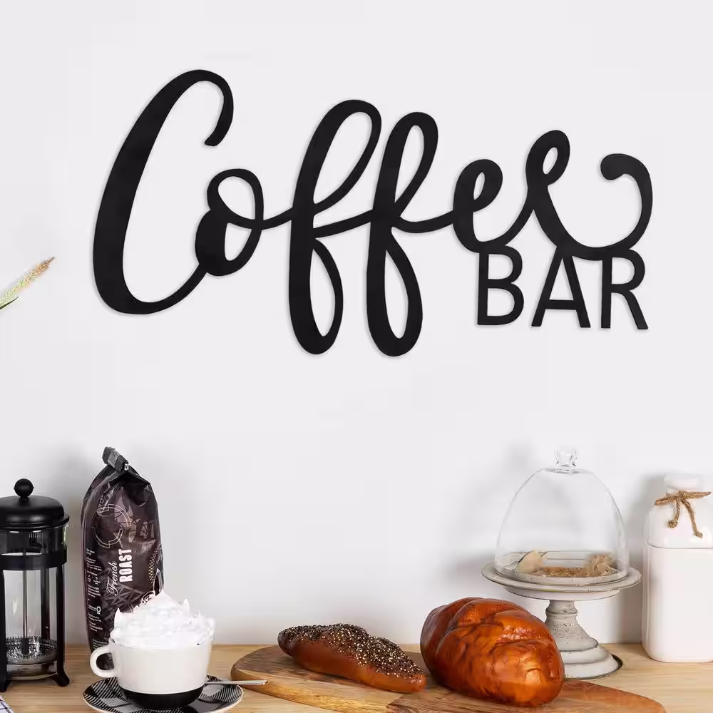 Stratton Home Decor Metal Coffee Bar Script Wall Sign