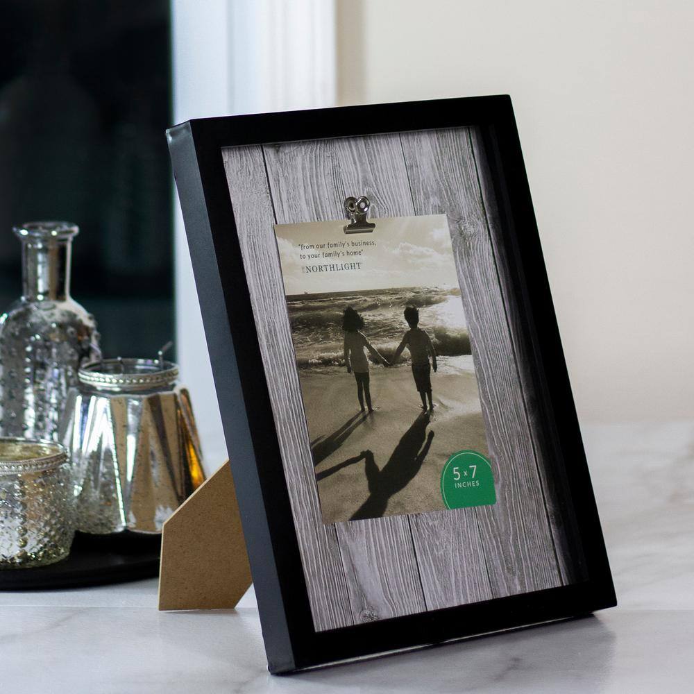 Northlight 5 in. x 7 in. Black and White Picture Frame With Clip (for All Occasions, New Year's, etc.)